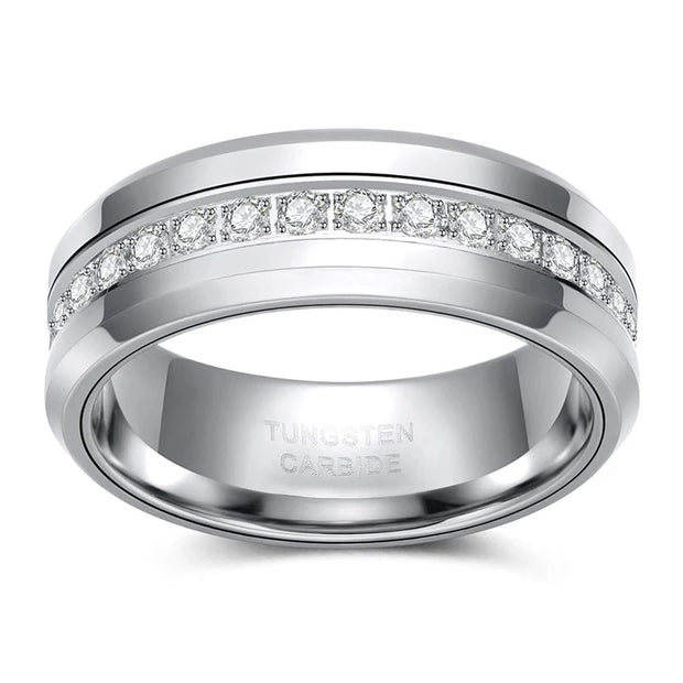 Buy Tigrade 8mm Tungsten Wedding Bands with CZ - Trendy Eternity Ring | Greater Goods