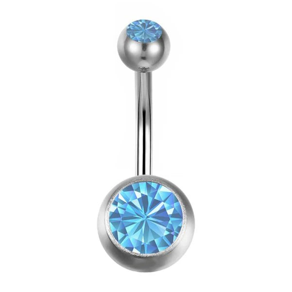 Buy Crystal Stainless Steel Belly Bar Ring - Elevate Your Style with Chic Navel & Belly Button Jewelry