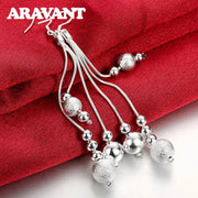 Aravant 925 Silver Bead Long Drop Earrings For Women Jewelry Christmas Gifts