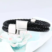 Buy steel soldier Stainless Steel Punk Skull Leather Rope Bracelet at Greater Goods 
