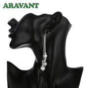 Buy Aravant 925 Silver Bead Long Drop Earrings for Women - Trendy Fashion Jewelry