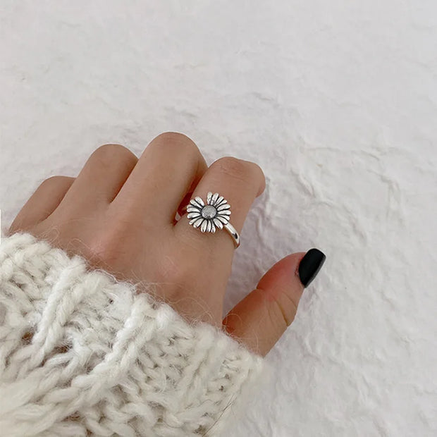 Charming Open Big Sunflower Flower Ring for Women Vintage Boho Party Rings Gothic Punk Jewelry Gifts for Girls 2021