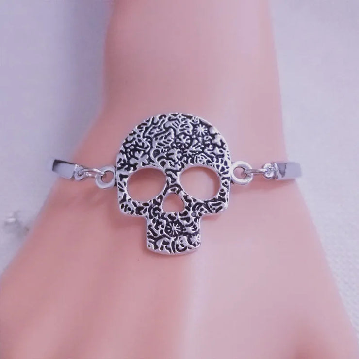 Buy 1PCS Gorgeous Gothic Sugar Skull Cuff Bracelet - Unique Hallowmas Gift at Greater Goods