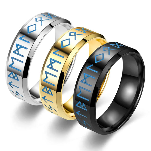 Buy Vintage Stainless Steel Luminous Norse Viking Runes Rings - Glowing Titanium Fluorescent Ring