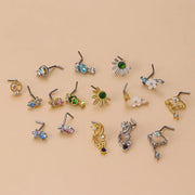 Buy 1Piece 20G Stainless Steel Flower Moon Star Nose Stud - Trendy Helix Piercing Jewelry for Women at Greater Goods