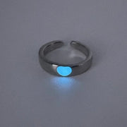 Blue Pink Love Heart Luminous Ring Fasion Love Shaped Couple Ring Night Glow Japanese Korean Versatile Cute Simple Couple Rings
