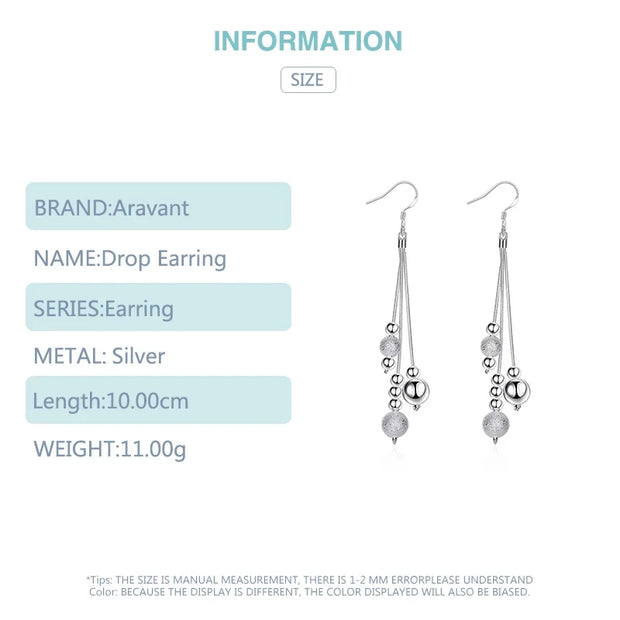 Buy Aravant 925 Silver Bead Long Drop Earrings for Women - Trendy Fashion Jewelry