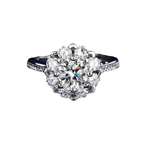 Buy South Korean Sunflower Diamond Ring - Elegant Opening Design with Mozanne Diamond 