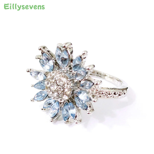 Buy Luxury Oval Crystal Sunflower Zircon Ring - Elegant Charm for Women's Party and Wedding