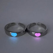 Buy Blue Pink Love Heart Luminous Ring - Glow-in-the-Dark Cute Couple Rings at Greater Goods