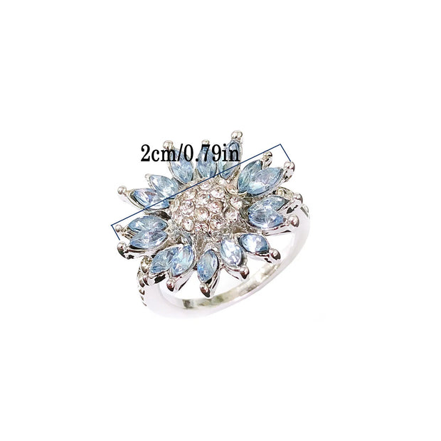 Luxury Oval Crystal SunFlower Zircon Rings for Women Elegant Party Wedding Finger Charm Wedding Ladies Rings Jewelry