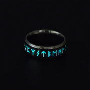 Vintage Stainless Steel Luminous Norse Viking Runes Rings For Men Women Glowing In Dark Titanium Fluorescent Ring Amulet Jewelry