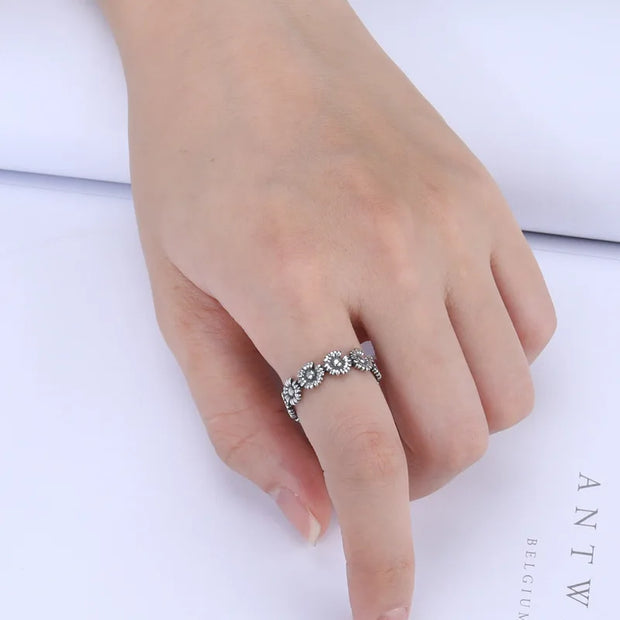 Punk Cool Sunflower Rings Female Wedding Jewelry Accessories Gift Fashion Adjustable Open Finger Rings For Women