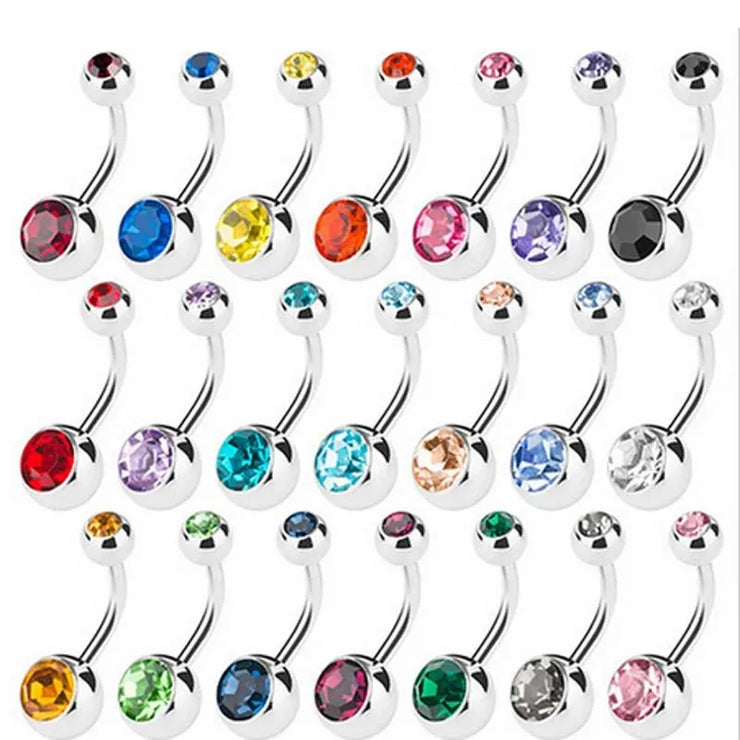 Buy Crystal Stainless Steel Belly Bar Ring - Elevate Your Style with Chic Navel & Belly Button Jewelry