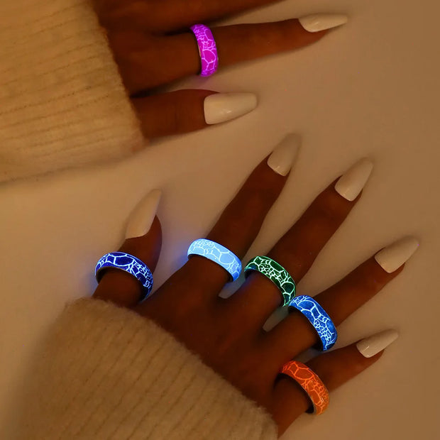 Buy Stainless Steel Luminous Rings - Illuminate Your Love with Glow-in-the-Dark Finger Jewelry at Greater Goods