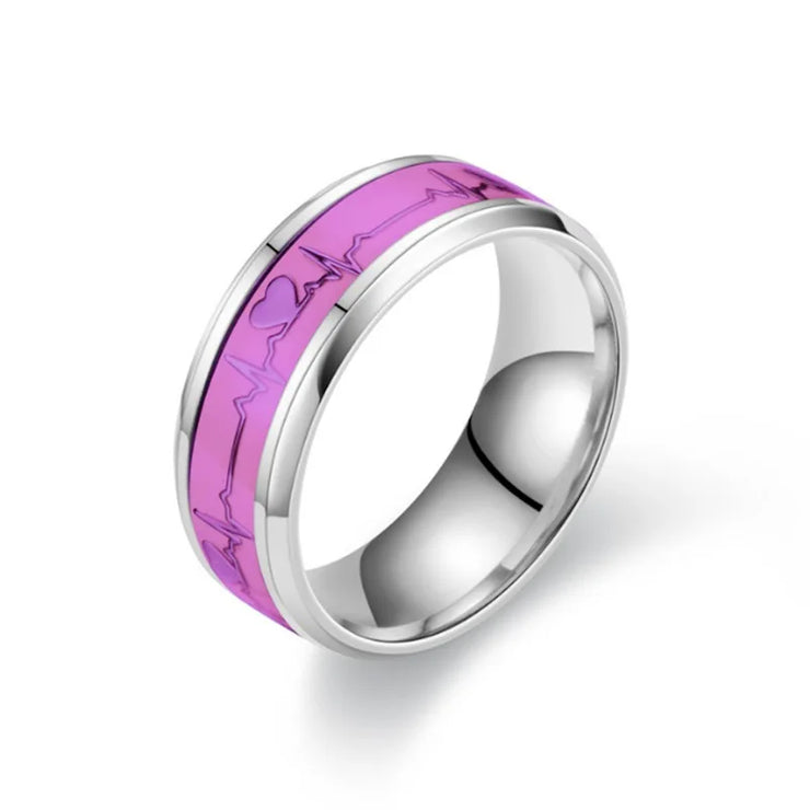Buy Luminous Love Heart Couple Rings - Illuminate Romance with Glow-in-the-Dark Stainless Steel Rings,