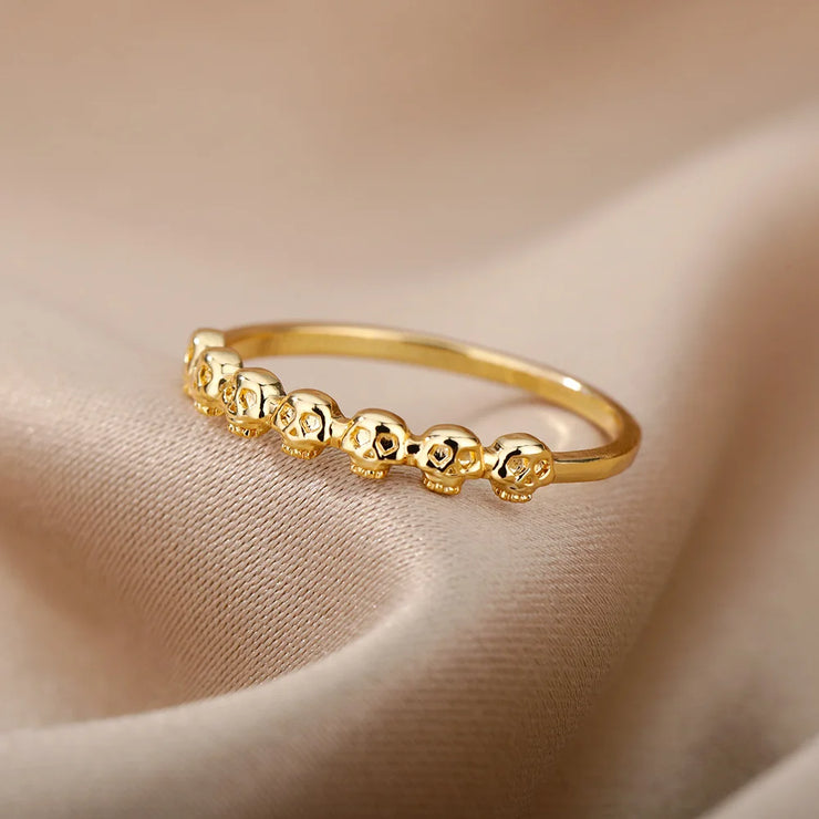 Buy Minimalist Skull Rings for Women - Stainless Steel Gothic Couple Finger Ring at Greater Goods
